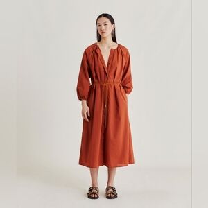 Momoni CALDES DRESS WITH COTTON VOILE - TERRACOTTA